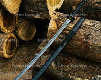 Hand Forged Damascus Katana – 39" Full Tang Samurai Sword with Scabbard, Personalized Gift