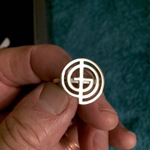 Ring using “Cross with God in Letters” design. Symbol uses only the 3 letters: G, O, & D.