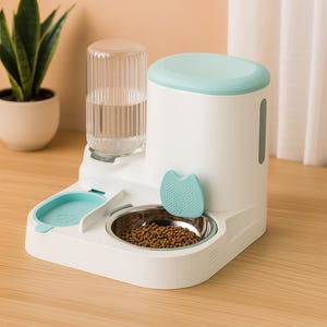 2-in-1 Automatic Cat and Dog Feeder with Water Dispenser – Pet Food Bowl Set for Small Pets – Moisture-Proof & Easy to Clean