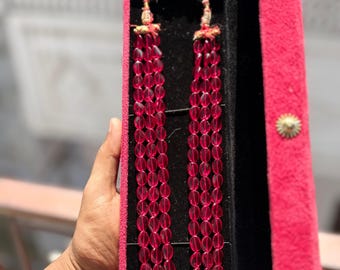 Colar de Rubi de 3 Camadas, Colar com Pedras Preciosas Vermelhas, Joia de Noiva, Colar Marcante, Presente para Ela, Joia de Casamento, Rubi com Lapidação Especial