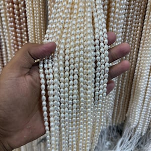 AAA Freshwater Pearl Strand: Lustrous Rice Shape Beads for Bridal Jewelry