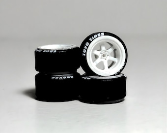 1/64 Scale Custom Wheels | Rubber Tires, Detailed Rims + Axles