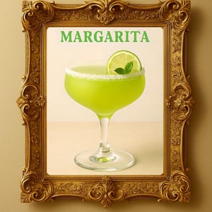 Elegant Lime Margarita | Wall Art | Art Print | Home Decor | Cocktail Poster | Bar Decor | Trendy | Modern Realistic|