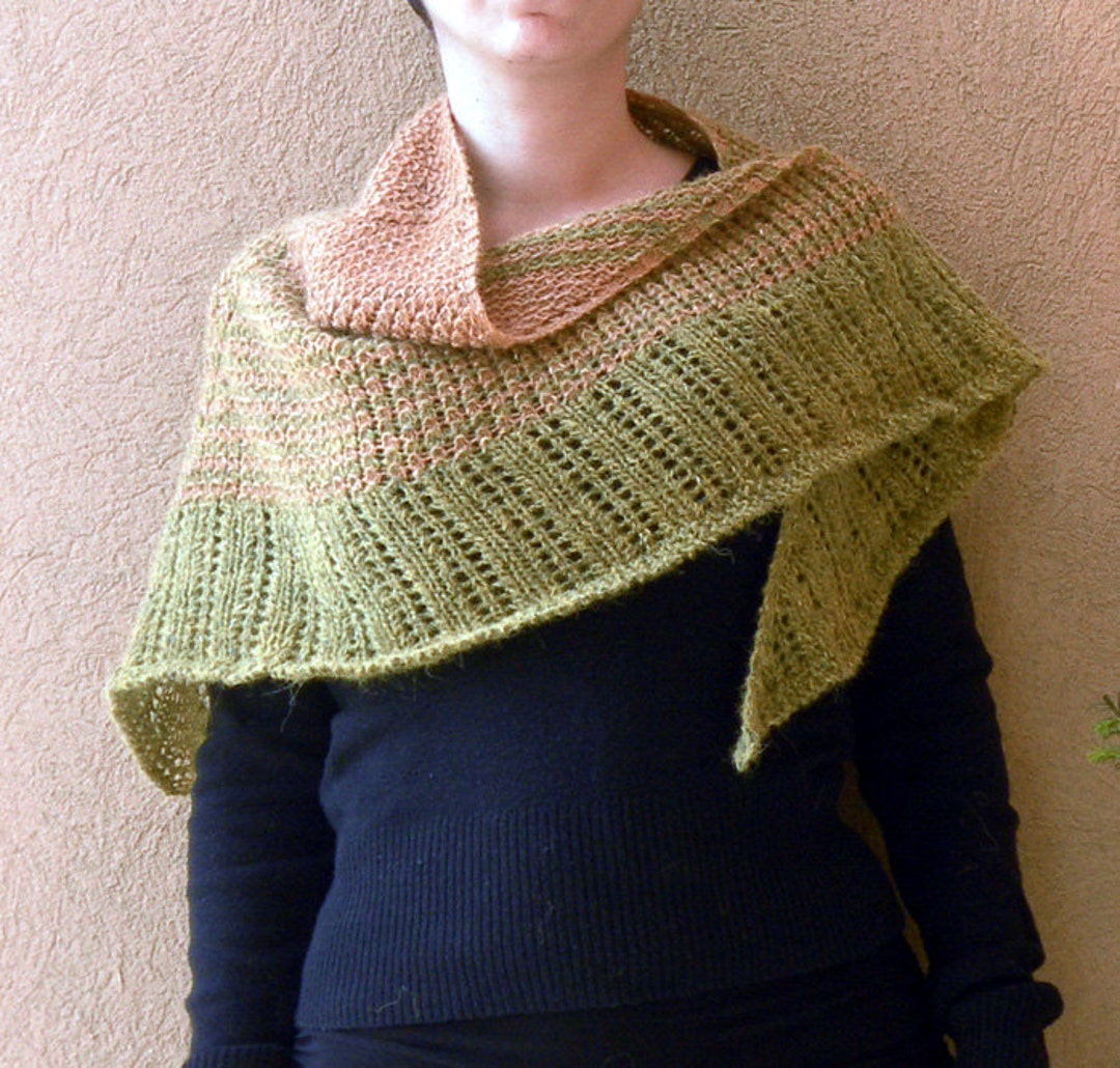Knitting Pattern, Da Ba Dee Bam Boo Shawl PDF, Triangular Stripes Lace ...
