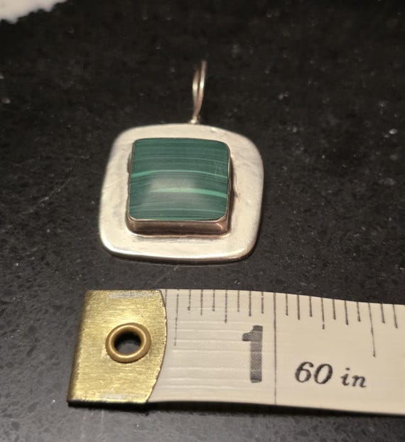 Malachite Set in square Sterling Silver Pendant, … - image 9