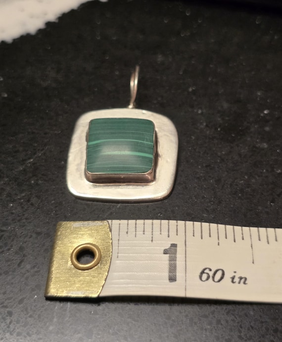 Malachite Set in square Sterling Silver Pendant, … - image 8