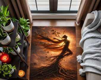 Tree of Life Goddess Rug, Mystical Earth Spirit Carpet