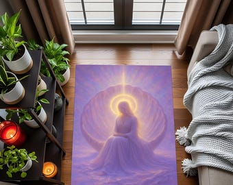 Purple Angel Area Rug, Ethereal Glow Floor Carpet, Mystical Pastel Art Home Decor