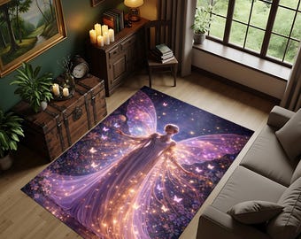 Ethereal Fairy Wing Rug, Boho Magical Fantasy Carpet