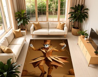 Whimsical Puppet Master Rug, Fantasy Art Carpet, Theater Theme Decor