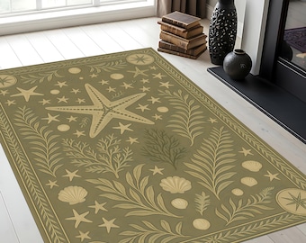 Coastal Starfish Rug: Beach House Decor, Non-Slip Floor Mat