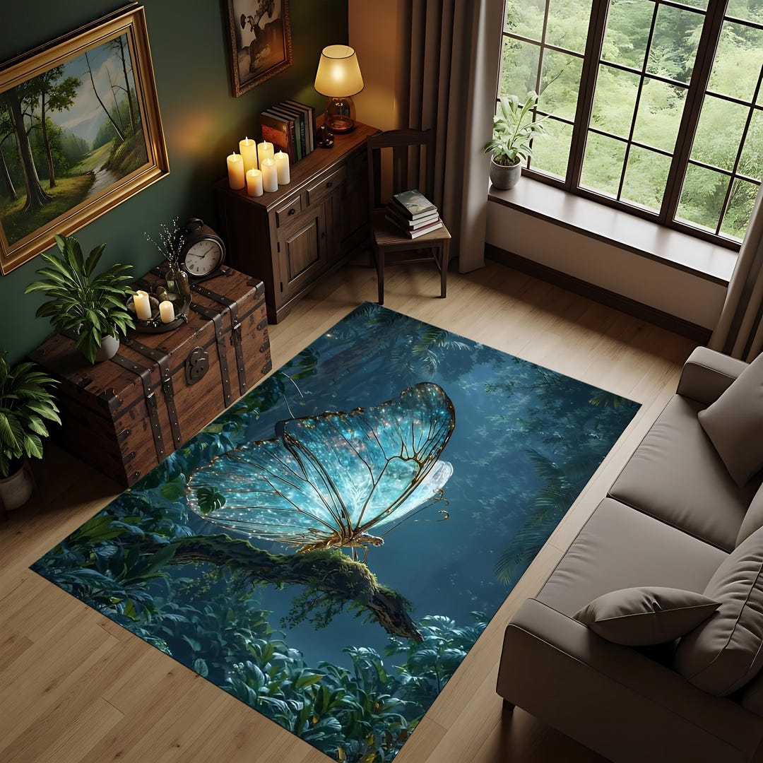 Magical Forest Rug Fairycore Butterfly Area Rug – Magical Forest, Washable Carpet - Etsy