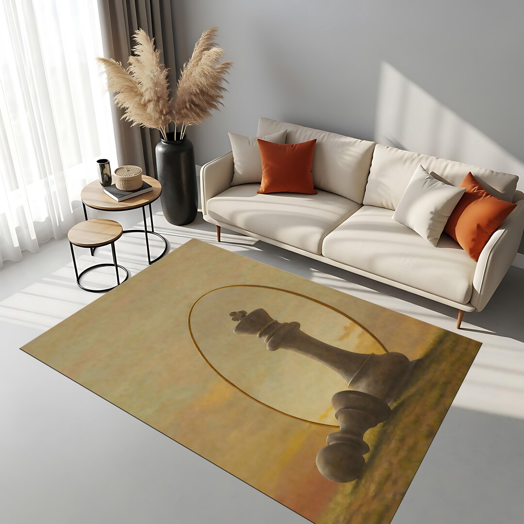 Chess King Defeated Rug, Modern Art Carpet, Abstract Chess Design ...