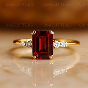 Red Garnet Ring 14K Solid Gold Ring Vintage Ring Engagement ring delicate Ring Bridal Ring promise Ring Anniversary gift gift for her