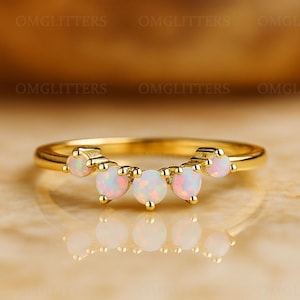 Natural Opal Ring 14k Gold Ring |October Birthstone Ring | Stunning Round Cut Natural Opal Anniversary Ring |Gift For Her Birthday,Ring Gift