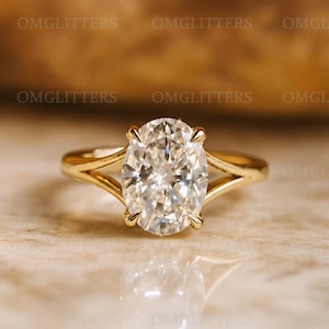 Oval Moissanite Engagement Ring Gold  Dainty Solitaire Promise Ring  Unique Wedding Ring for Her | Vintage Inspired Jewelry Anniversary Gift