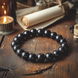 Obsidian Beaded Bracelet, 8mm 10mm Natural Gemstone, Protection Healing Crystal Jewelry, Stretch Bracelet for Men Women, Gift