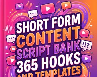 Banque de scripts de contenu abrégé PDF | 365 crochets pour moulinets TikTok Shorts