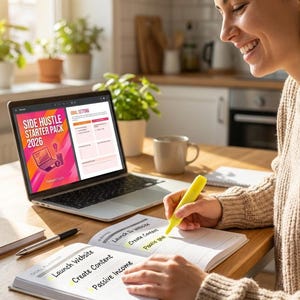 Pack de démarrage Side Hustle 2026 | Planificateur de revenu en ligne PDF image 9