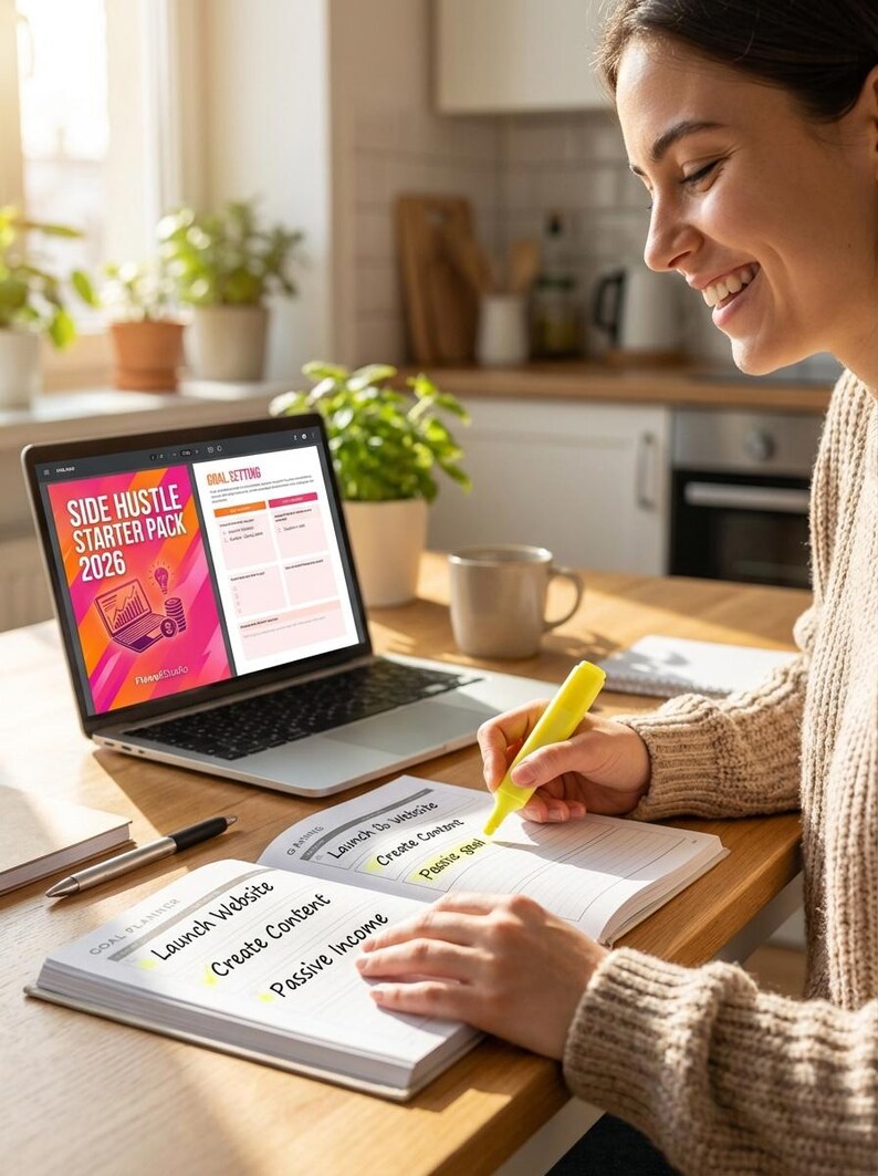 Pack de démarrage Side Hustle 2026 | Planificateur de revenu en ligne PDF image 9