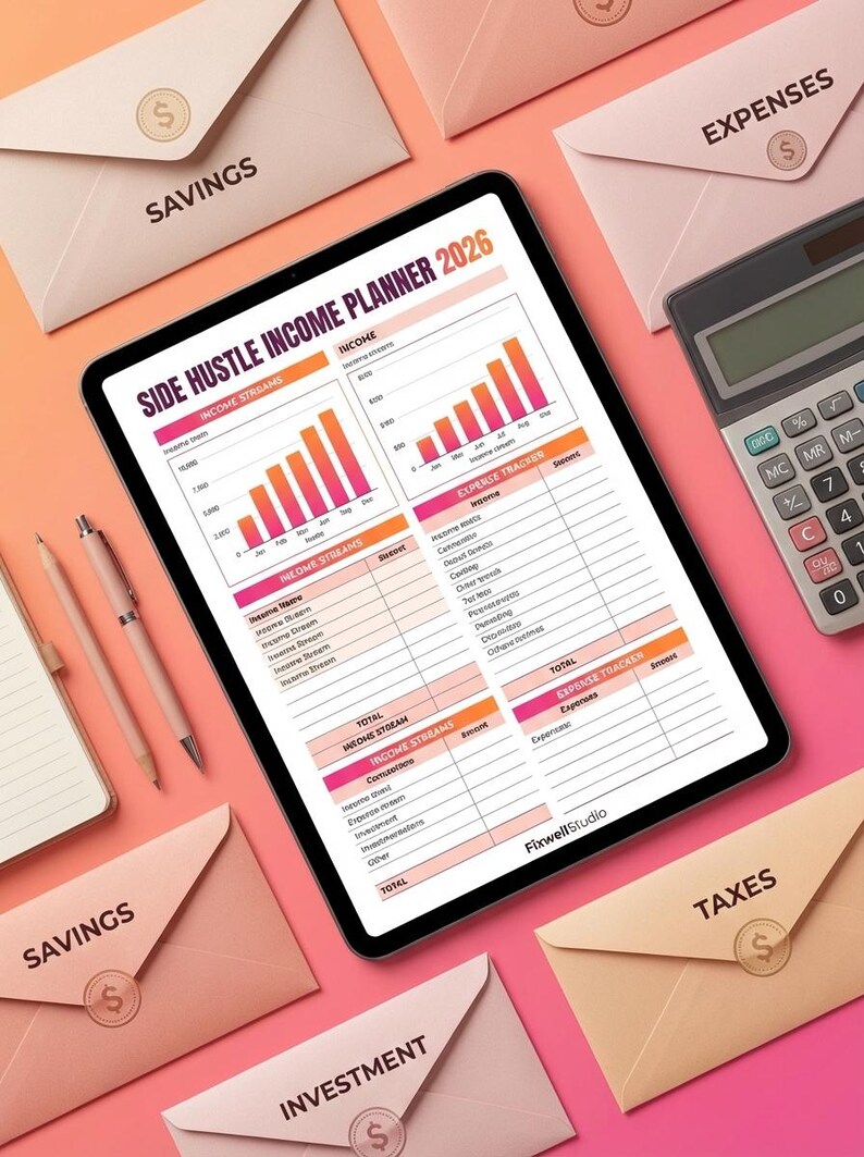 Pack de démarrage Side Hustle 2026 | Planificateur de revenu en ligne PDF image 8