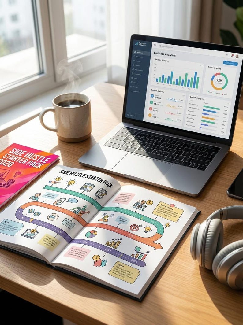 Pack de démarrage Side Hustle 2026 | Planificateur de revenu en ligne PDF image 10