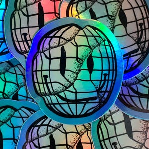 Holographic Smiley Face Vinyl Sticker: Waterproof Laptop Decal