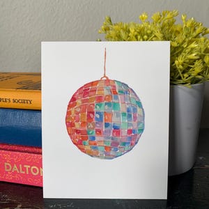 Disco Ball Hand-Painted Fine Art Giclee Print 4x5 8x10, Watercolor Art Print, Colorful Art Print, Gallery Wall Art Print
