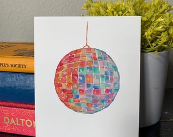 Impresión artística de bola de discoteca / Arte de pared retro de los años 70 / Decoración colorida para fiestas / Ilustración vintage divertida / Regalo original para decoración del hogar