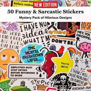 Funny Sarcastic Sticker Bundle 2nd EDITION | Fun Sticker Packs Waterproof Sticker Bundle | Humorous Funny Stickers | Kindle Laptop Stickers