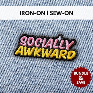 Toppa divertente socialmente imbarazzante / Toppa ricamata colorata con citazione sarcastica divertente da stirare/cucire / Regalo per un amico