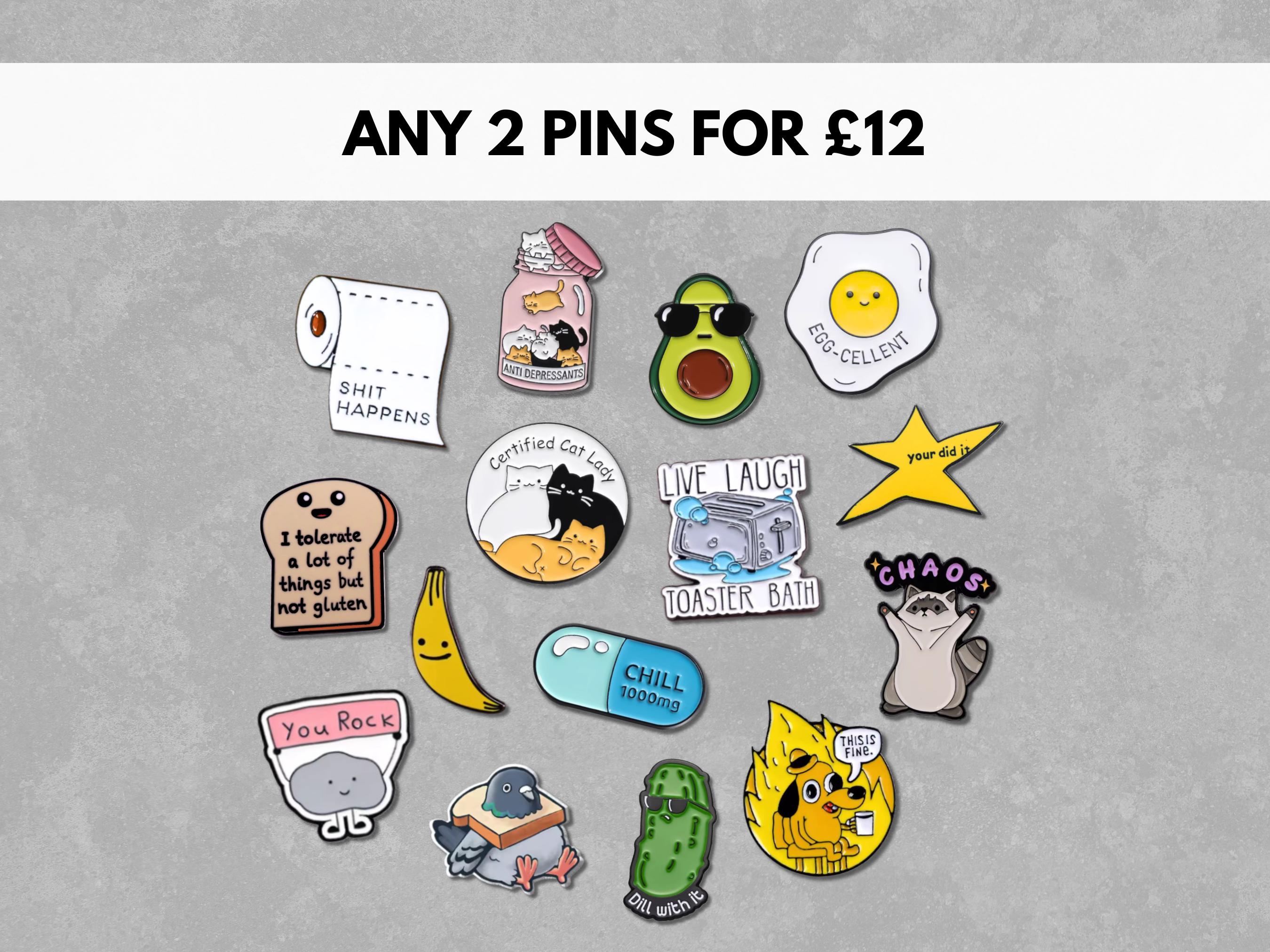 Any 2 Enamel Pins Deal | Funny Enamel Pins | Badge Pin | Lapel Pin | Collar  Pin | Brooch Accessory | Enamel Pin Set | Gift for Her/him - Etsy, image size:2700x2025