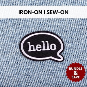 Hello Speech Bubble Patch | Iron-On/Sew-On Funny Sarcastic Slogan Quote Embroidered Patch | Ironic Sarcasm Patch | Gift for Humor Lovers