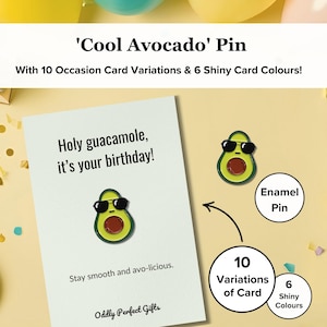 Cool Avocado Funny Enamel Pin | Cute Avocado Pin Badge, Brooch Gift for a Friend | Avocado Funny Cute Gift | Avocado Card |  Avocado Lover