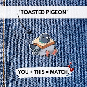 Pigeon Bird in Bread Funny Acrylic Pin | Cute Pigeon Pin Badge, Brooch Gift for a Friend | Pigeon Lover Funny Gift for Him, Her | Bird Lover