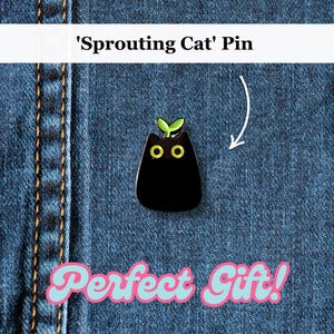 Cute Black Cat Enamel Pin | Cat Lover Gift | Cute Cat Pin Badge, Brooch Gift | Cat Mum Gift Card | Gifts for Cat Lover | Toe Bean Button Pin