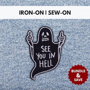 Wir sehen uns in der Hölle Geist Patch | Aufnäher / Aufnäher Sarkastisches Zitat Aufnäher | Ironischer Sarkasmus Aufnäher | Geschenk für Dark Humor Liebhaber