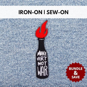 Parche "Haz arte, no guerra" / Parche bordado con mensaje llamativo y cita termoadhesiva / Parche irónico y rebelde / Regalo para rebeldes
