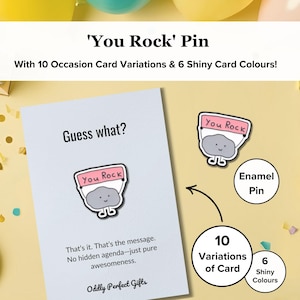 You Rock Funny Enamel Pin | You Rock Pocket Hug | Rock Pet Pin Badge, Brooch Gift for a Friend | Pebble Funny Cute Gift | Rock Birthday Card