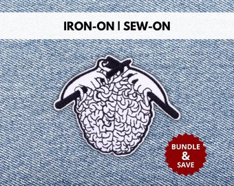Brain Knitting Patch | Iron-On/Sew-On Embroidered Patch | Clever Embroidered Patch for Intellectuals, Creatives, Deep Thinkers, Philosophers