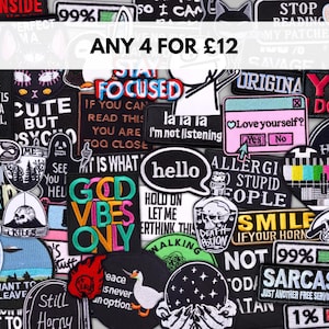 Bestseller Patches BUNDLE Lustige sarkastische Aufnäher | Iron-On / Sew-On Ironic Sarkasmus Zitat gestickte Aufnäher | Dark Humor Biker Aufnäher