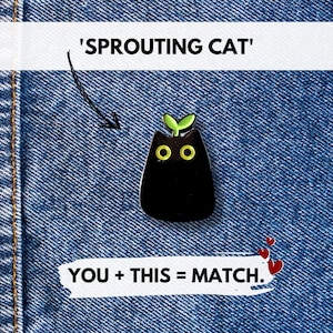 Pin de esmalte de gato negro lindo / Regalo para amantes de los gatos / Insignia de pin de gato lindo, regalo de broche / Tarjeta de regalo para mamá gata / Regalos para amantes de los gatos / Pin de botón de frijol del pie