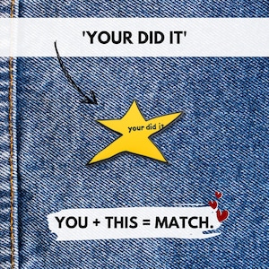 Épingle étoile dorée | Votre épinglette en émail Did It Funny | Insigne d'épinglette de félicitations pour un employé | Épinglette cadeau ironique sarcastique Épinglette pour col revers