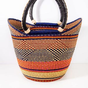 U-shopper basket Large Bolga Basket Storage basket Market basket Hand Crafted women Basket