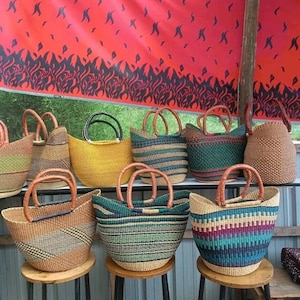 U-shopper basket Large Bolga Basket Storage basket Market basket Hand Crafted women Basket