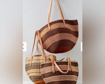 Tote Bag with Zipper Sisal woven tote bag Hand made tote bag Hand made unique gift for her