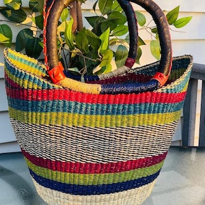 U-shopper basket Large Bolga Basket Storage basket Market basket Hand Crafted women Basket