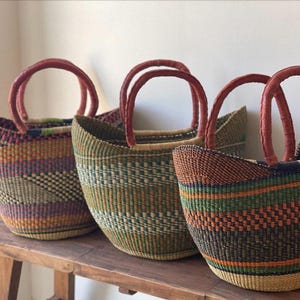 U-shopper basket Large Bolga Basket Storage basket Market basket Hand Crafted women Basket