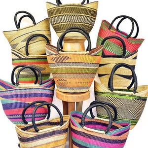 U-shopper basket Large Bolga Basket Storage basket Market basket Hand Crafted women Basket