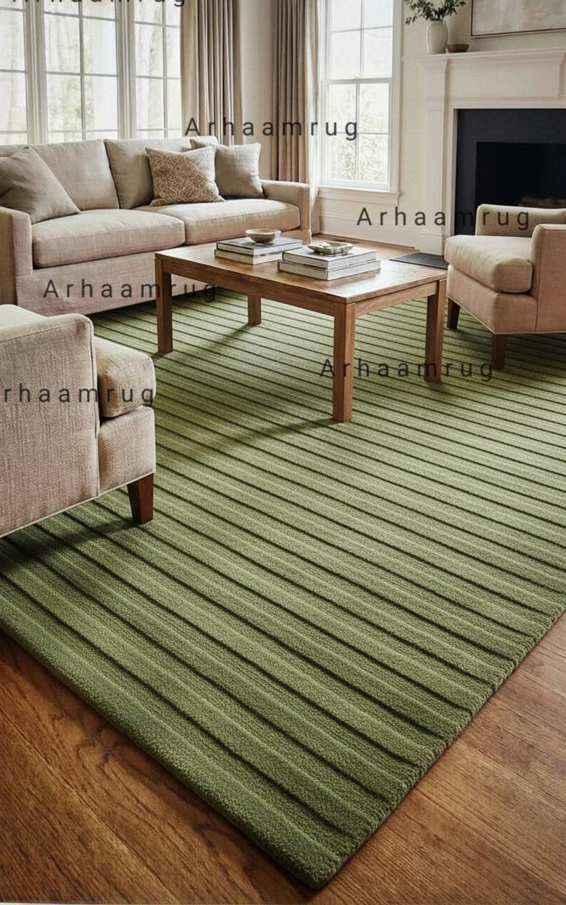 Terracotta Hand Tufted Wool Rug | 9x12 Cut & Loop Pile Strip Rug ...